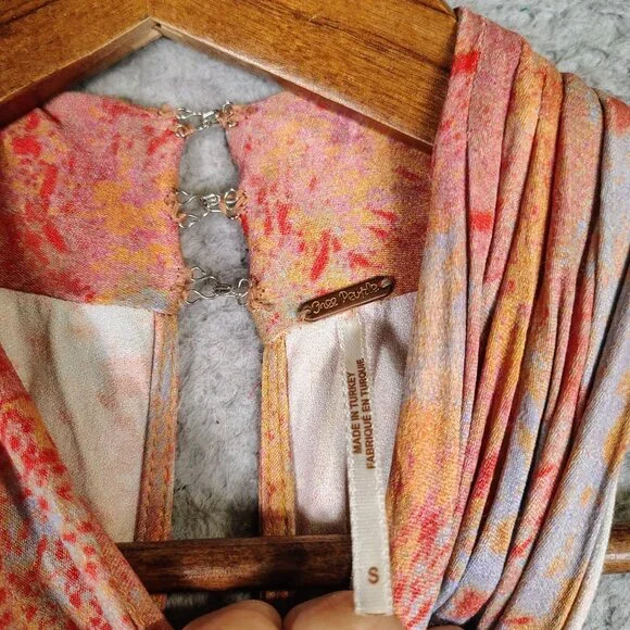 Free People Seduction Jumpsuit Women's S Multicolor Tie-Dye Halter Neck Wide Leg - Picture 11 of 15